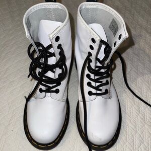 White Dr Marten Lace-Up Boots with Black Laces